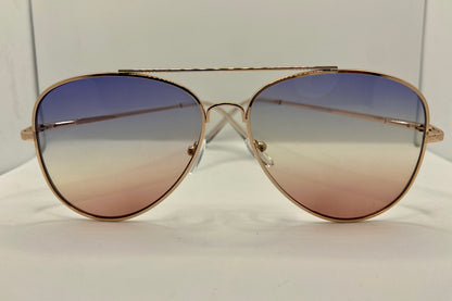 Blue to orange gradient lens aviator sunglasses